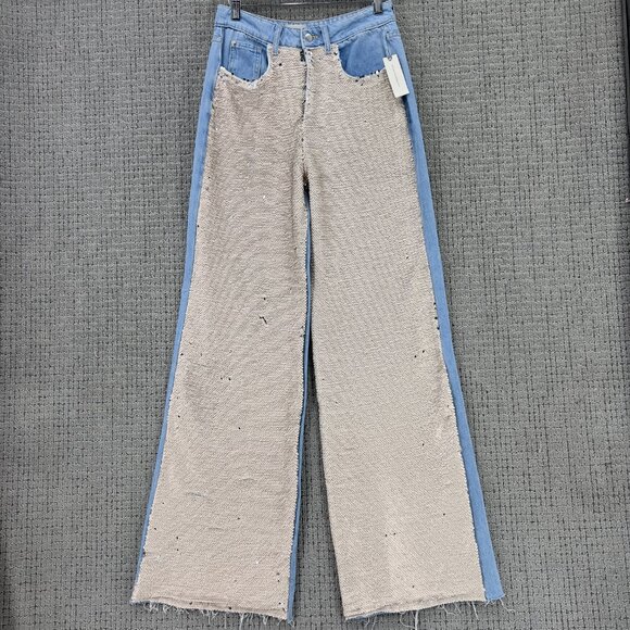 Anthropologie Pilcro Sequin High Rise Wide Leg Skater Jeans Size 26 - NWT! - Picture 2 of 9